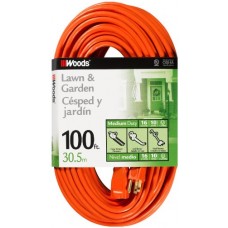 Woods 0269 16/3 SJTW General Purpose Extension Cord, Orange, 100-Foot