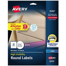 avery white round labels with sure feed, 1.5' diameter, 400 labels -- make custom stickers (8293)