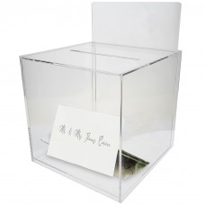 Vandue OnDisplay 10' Luxe Acrylic Clear Wedding Card Money Box w/Hinged Lid and Removable Sign (Clear)