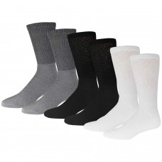 Brooklyn Socks Big and Tall Diabetic Cotton Neuropathy Crew Socks, King Size Mens Athletic Crew Socks (13-16, Black/Gray/White) - 3 pairs