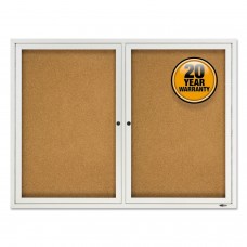 Quartet Enclosed Cork Bulletin Board, Cork/Fiberboard, 48' X 36', Silver Aluminum Frame