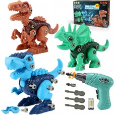 Free To Fly Take Apart Dinosaur Toys for kids 3-5| Learning Educational Building construction Sets with Electric Drill|