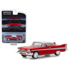 GreenLight 1958 Plymouth Fury Red with White Top 'Christine' (1983) Movie 'Hollywood Series' 1/64 Diecast Model Car by Greenlight