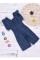 Unomatch Baby Girls Pleated Ball Lace Sleeveless Denim Blue Romper