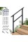 cHR Outdoor 3 Steps Handrail - Black Wrought Iron Handrail Kit (2-3 Step, Handrail)