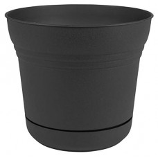 Bloem Saturn Planter with Saucer, 12', Black (SP1200)