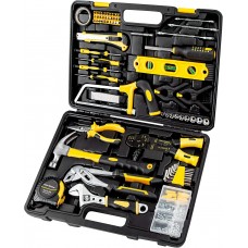 CARTMAN 218 Piece Tool Set General Household Hand Tool Kit with Plastic Toolbox Storage Case Yellow