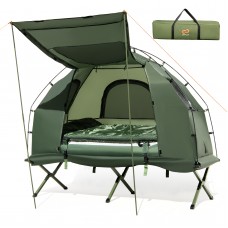 Costway Goplus 1-Person Waterproof Camping Tent Cot with Air Mattress, Pillow, Sleeping Bag