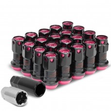 DNA Motoring LN-ZTL-9016-15-PK M12 x 1.5 Open End 16-Piece Aluminum Steel Wheel Lug Nuts + 4 Lock Nuts + 1 X Lock Nut Key (Pink)