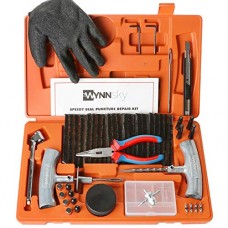 WYNNsky Heavy Duty Tire Repair Tools Kit - 54 Pcs Set Truck Tool Box for Motorcycle, ATV, Jeep, Truck, Tractor Flat Tire Plug Ki