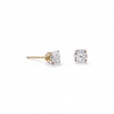 Jewelryweb 14/20 Gold Filled 4mm Cubic Zirconia Stud Earrings 4mm Cubic Zirconia