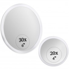 MIRRORVANA Super Zoom 30X 20X Magnifying Mirror Set for Makeup Ultra Precise Strong Suction Stick On Bathroom and Hollywoo