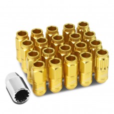 DNA Motoring LN-ZTL-9015-15-GD 16-Piece M12 x 1.5 Aluminum Alloy Wheel Lug Nuts + 4 x Lock Nut + 1 x Lock Nut Key (Gold)