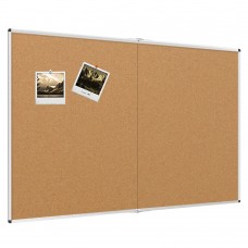 VIZ-PRO Large Cork Bulletin Board/Foldable Noticeboard, 60 X 48 Inches, Silver Aluminium Frame