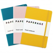 paperage lined journal notebooks, 3 pack, (yellow, blush & turquoise), 160 pages, medium 5.7 inches x 8 inches - 100 gsm thic