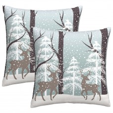 Sweetshow Winter Wildlife Deer Pillow Covers 20x20 Christmas Landscape Deers Snow Tree Ivory Gold Throw Pillows Set of 2 Soft