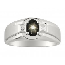 RYLOS Mens Rings Sterling Silver Classic 7X5MM Oval Gemstone and Genuine Sparkling Diamond Ring White Topaz