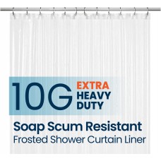 Liba Peva 10-Gauge Shower Curtain Liner, 72A W X 72A H - Frosted, 10G Extra Heavy Duty Thickness, Waterproof Shower Curtain Line