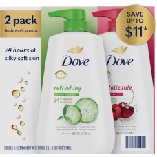 Dove Refreshing Body Wash, Cucumber Green Tea & Cherry Chia, 30.6 Fl Oz (2 Ct)