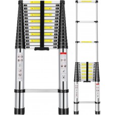 PEAYLI Telescoping Extension Ladder 20.3 FT , Aluminum Alloy Folding Telescopic Ladder with Locking Mechanism, Multi-Purpose Collapsib