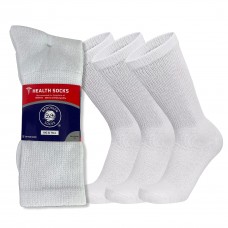 Brooklyn Socks Big and Tall Diabetic Cotton Neuropathy Crew Socks, King Size Mens Athletic Crew Socks (13-16, White) - 3 pairs