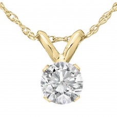 Pompeii3 1/3 Ct Solitaire Round Diamond Pendant Necklace 18' 14K Yellow Gold