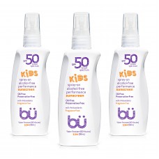 BU 3-Pack (3.3oz) KIDS SPF 50 Alcohol-Free Sunscreen Spray - Fragrance Free