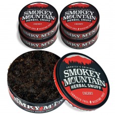 Smokey Mountain Herbal Long cut - cherry - 5 can Box - Tobacco Free and Nicotine Free Snuff