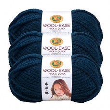 Lion Brand Yarn (3 Pack) Lion Brand Yarn 640-109 Wool-Ease Thick & Quick Yarn, Petrol Blue