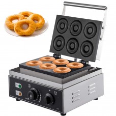 Great Choice Products Vevor 110V Commercial Waffle Donut Machine 6 Holes Double-Sided Heating 50-300℃, Electric Doughnut Maker 1550W, Non-Stick Don…