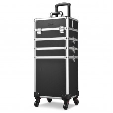 Great Choice Prodcuts Byootique 4In1 Rolling Aluminum Makeup Case Artist Travel Cosmetic Salon Trolley