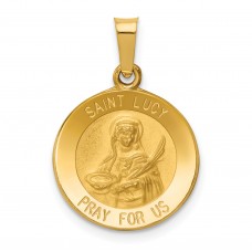 Core Gold 14k Polished and Satin St. Lucy Medal Pendant