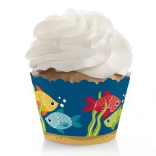 big dot of happiness let?s go fishing - fish themed birthday party or baby shower decorations - party cupcake wrappers - set