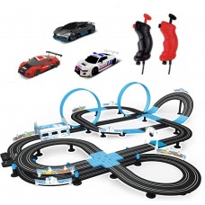 AGM MASTECH agm masetch high speed series tram dual track set, 13.5m electric track with 3 vehicles slot car racing, comes with 2 hand co