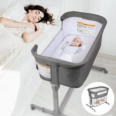 KoolerThings 3 in 1 Baby Bassinet, Bedside Sleeper, & Playpen, Easy Folding Portable Crib (Grey)- KoolaBaby (Bassinet)