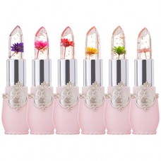 Bestland 6 Pcs/Set Flower Jelly Lipstick Set Temperature Change Moisturizer flower Lip Stick Long Lasting Nutritious Lip Balm Magic Color