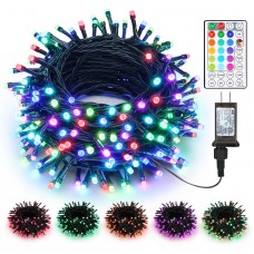 Brizled RGB Christmas Lights 98ft 300 LED Orange Thanksgiving String Lights with Remote 29V Plugin Color Changing Christmas Tr