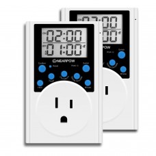 NearPow [2 Pack] Timer Outlet, Nearpow Multifunctional Infinite Cycle Programmable Plug-in Digital Timer Switch with 3-Prong Outlet for