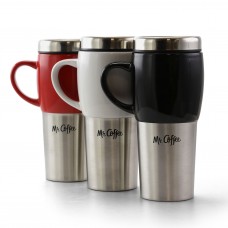 Mr. Coffee Traverse 16 Ounce Stainless Steel and Ceramic Travel Mug in Assorted Colors, Set of 3