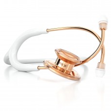 MDF Instruments MDF RoseGold MD One Stainless Steel Stethoscope, Adult, White Tube, RoseGold Chestpieces-Headset, MDF777RG29