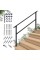 CHR 5 Steps Outdoor Handrails for Outdoor Steps, Black Wrought Iron Hand Rail Stair Railing Kit (4-5 Steps Handrail)