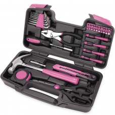 Great Choice Products 40-Piece All Purpose Household Pink Tool Kit For Girls, Ladies And Women - Includes All Essential Tools For Home, Garage, Off…