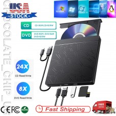 Great Choice Products 5 In 1 External Cd Dvd Drive Usb 3.0 Type-C Cd-Dvd Rw Burner Sd/Tf&Usb Ports